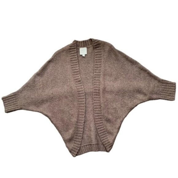 Olive & Oak Cardigan Sweater Cocoon Dolman Sleeve Open front Knit Buttons Brown - Picture 4 of 15